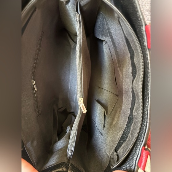 Purse Handbag Black and Red Embossed Alphabet Fashion Bag Vegan Leather NEW - Picture 3 of 10